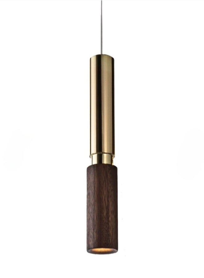 Glowave Modern Aluminium Cylindrical Pendant Hanging Light (Wooden Golden 882) - Image 2